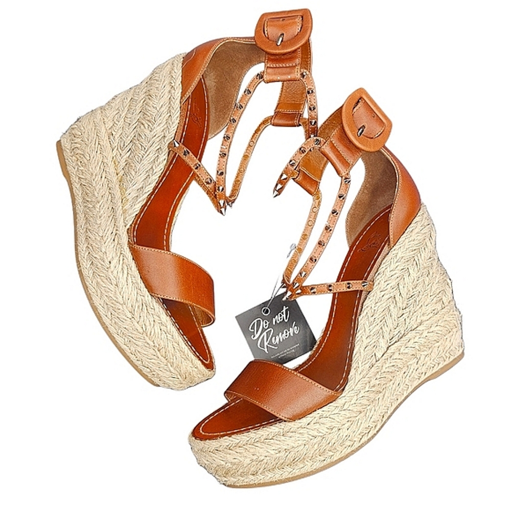 Christian Louboutin Tan Espadrille Wedge Sandals